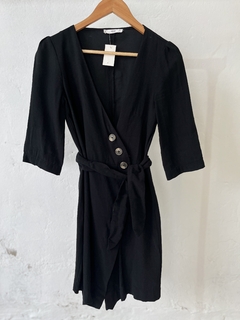 VESTIDO MANGO NEGRO CON BOTONES - comprar online