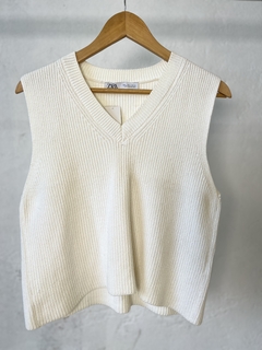 CHALECO ZARA TEJIDO BLANCO - comprar online