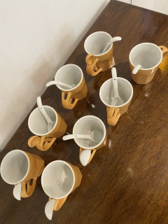 TACITAS DE CAFE NARANJA CON CUCHARA $28.000 X8U en internet