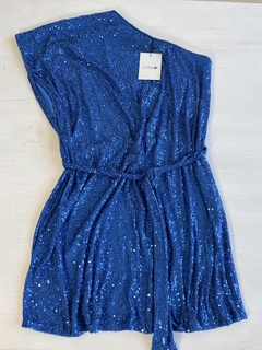 VESTIDO ESTUDIO M NUEVO LENTEJUELAS AZULES