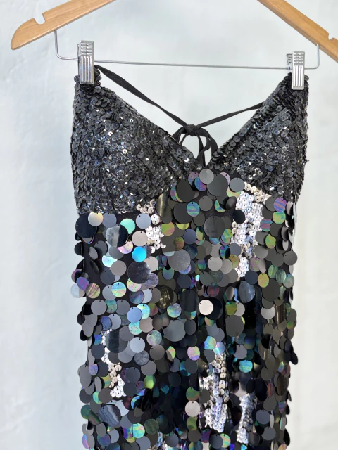 VESTIDO NATALIA ANTOLIN NEGRO CON LENTEJUELAS - comprar online