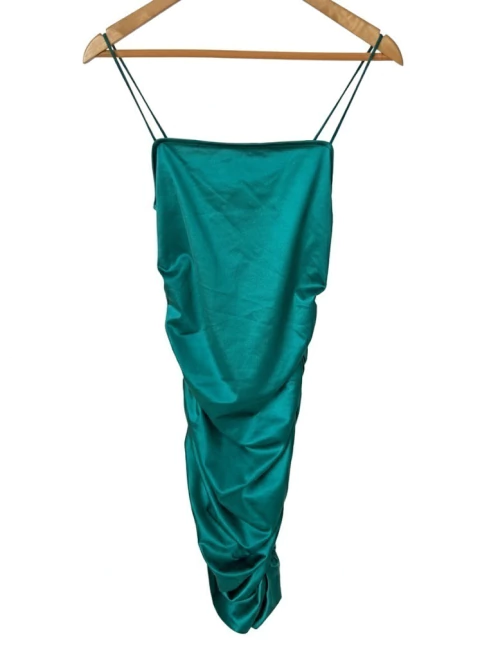 VESTIDO JUSTIFY VERDE CON FRUNCE - comprar online