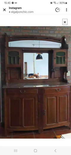 APARADOR $ 300.000 DE CEDRO CON ALZADA - MARMOL ROJO - 2,15 ALTO X 0,53 PROFUNDIDAD X 1,5 DE ANCHO - Galpón Chic