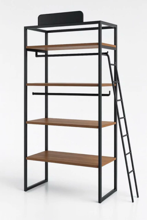 ESTANTERÍA $ 450.000 HIERRO PINTADO Y MADERA MACIZA- INCLUYE ESCALERA METÁLICA - - comprar online