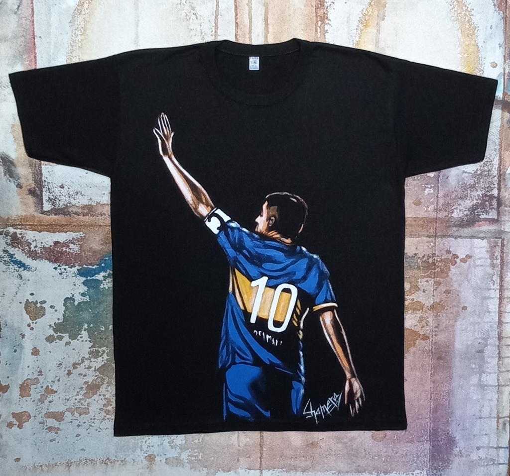 Remera De Juan Roman Riquelme Pintada A Mano 8 thumbnail 3