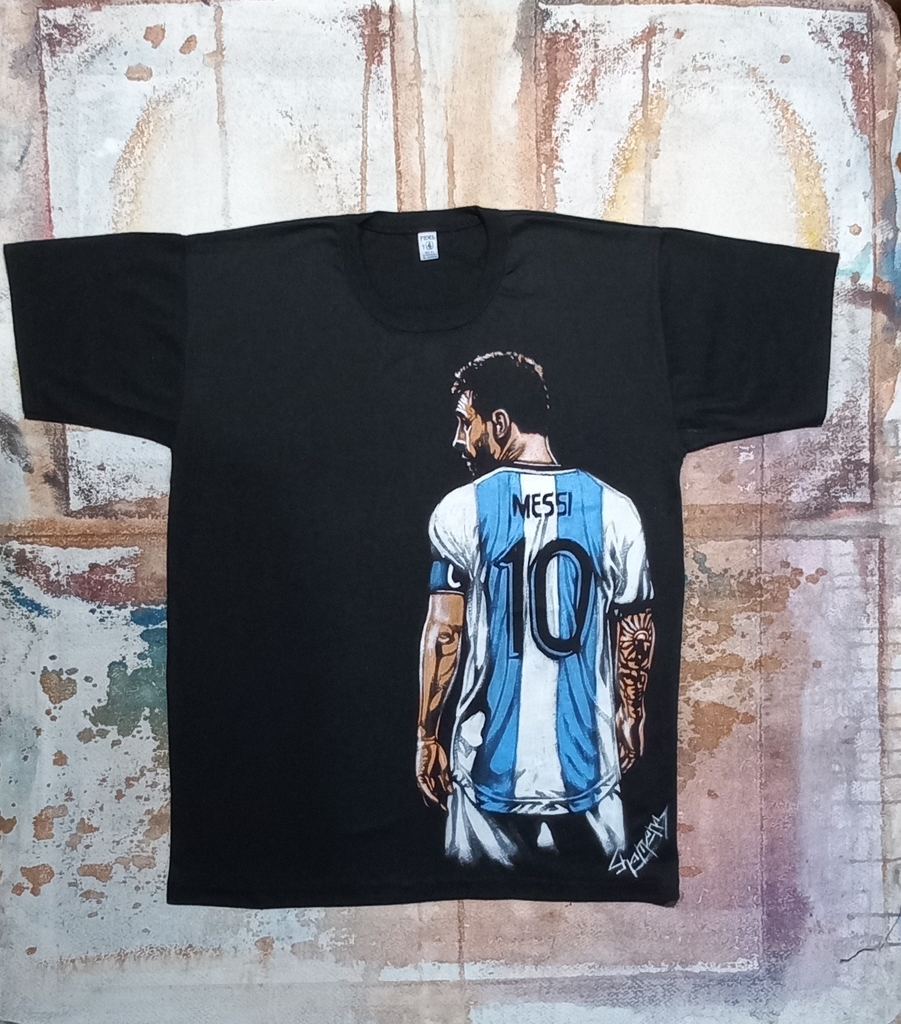 Remera De Messi Pintada A Mano 12 thumbnail 3
