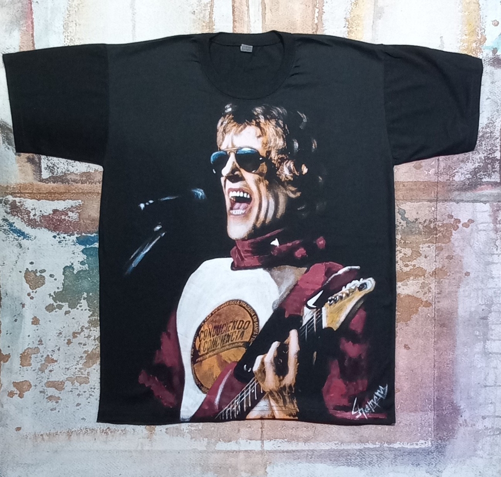 Remera Del Flaco Spinetta Pintada A Mano 4 thumbnail 3
