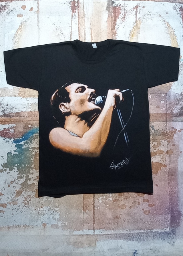 Remera De Freddie Mercury Pintada A Mano 1 thumbnail 2