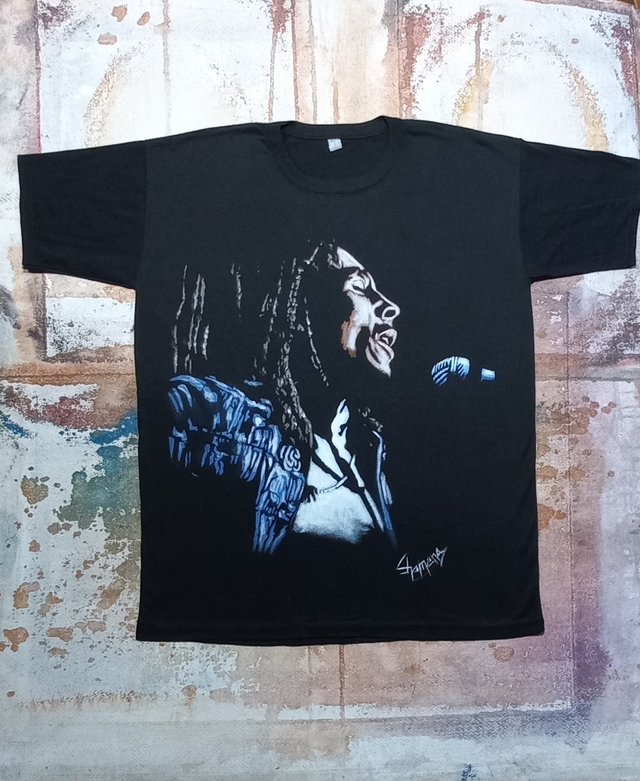 Remera De Bob Marley Pintada A Mano 2 thumbnail 2