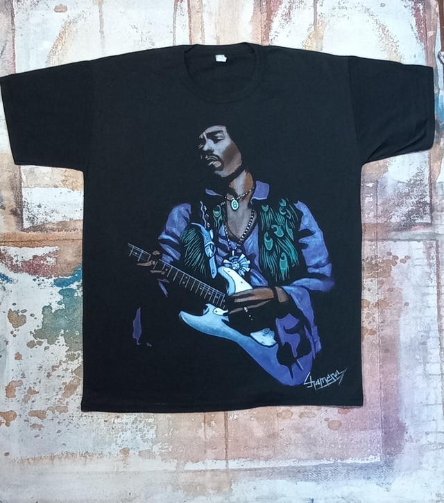 Remera De Jimi Hendrix Pintada A Mano 3 thumbnail 2
