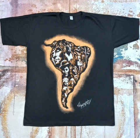 REMERA DE LOS PUEBLOS ORIGINARIOS DE SUDAMERICA PINTADA A MANO