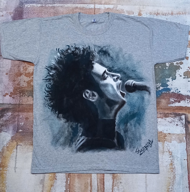 Remera De Gustavo Cerati Pintada A Mano 4 thumbnail 2