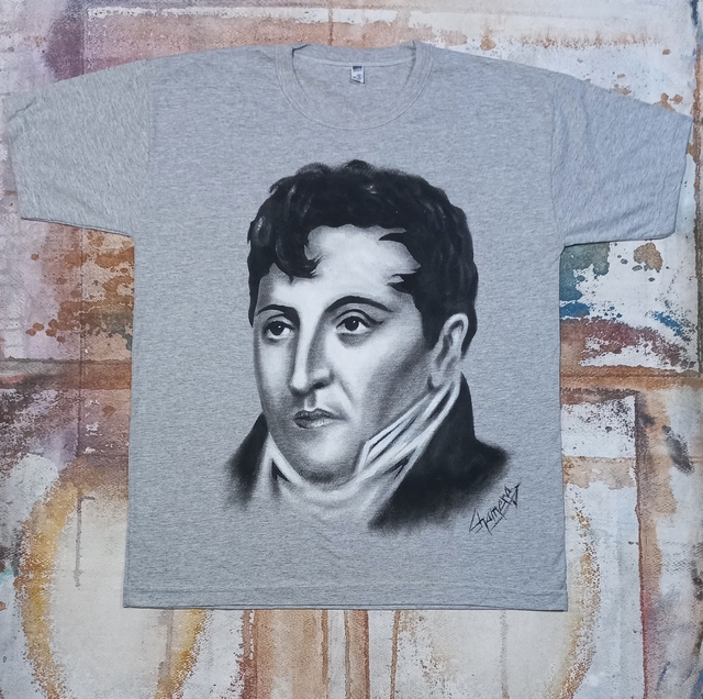 Remera De Manuel Belgrano Pintada A Mano 2 thumbnail 2
