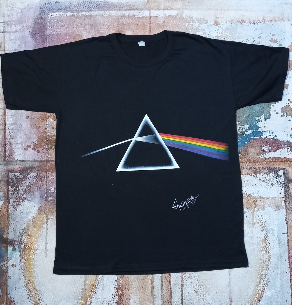 Remera Del Prisma De Pink Floyd Pintada A Mano thumbnail 3