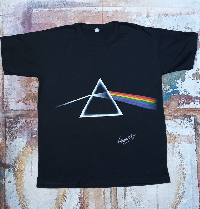 Remera Del Prisma De Pink Floyd Pintada A Mano thumbnail 2