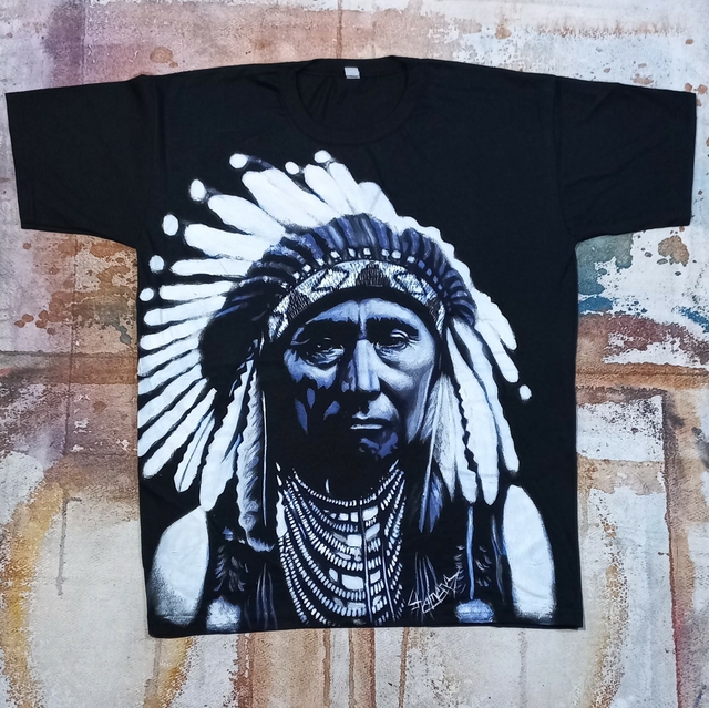 Remera Del Cacique Nube Pintada A Mano thumbnail 2