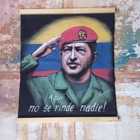 Tapiz de Chávez 45x52 cm Pintado a mano