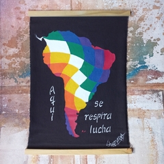 Tapiz de Sudamérica con Wiphalla de 47x65 cm pintado a mano