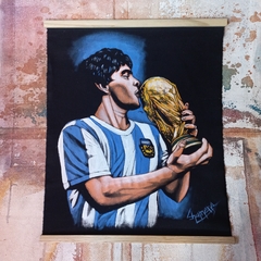 Tapiz de Maradona 57x70 cm Pintado a mano