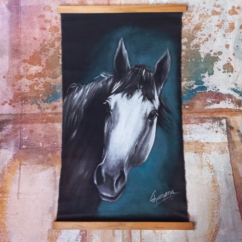 Tapiz de Caballo 46x80 cm Pintado a mano