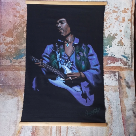 Tapiz de Jimi Hendrix pintado a mano 50x75 cm