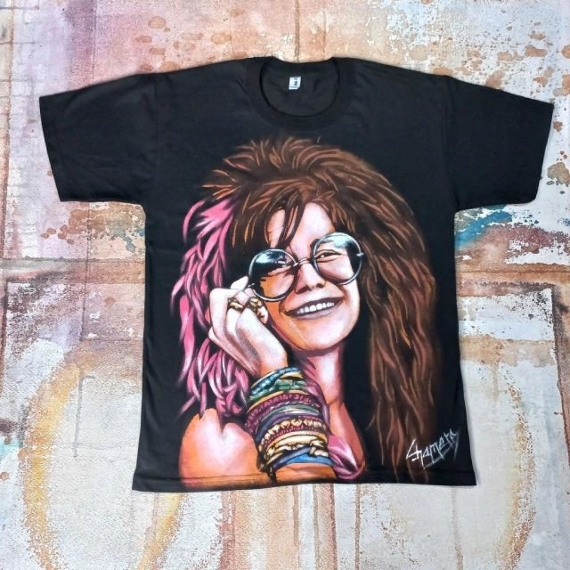 Remera De Janis Joplin Pintada A Mano thumbnail 2