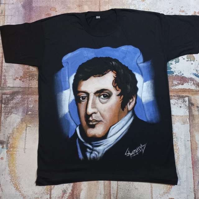 Remera De Manuel Belgrano Pintada A Mano 1 thumbnail 2