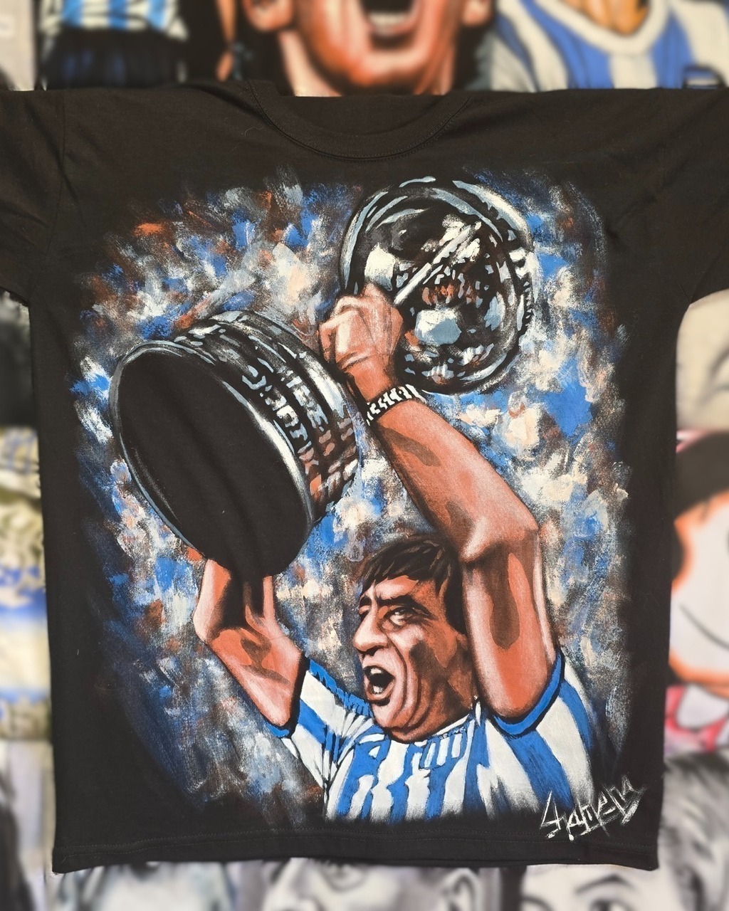 Remera De Gustavo Costas Dt Racing Pintada A Mano thumbnail 3