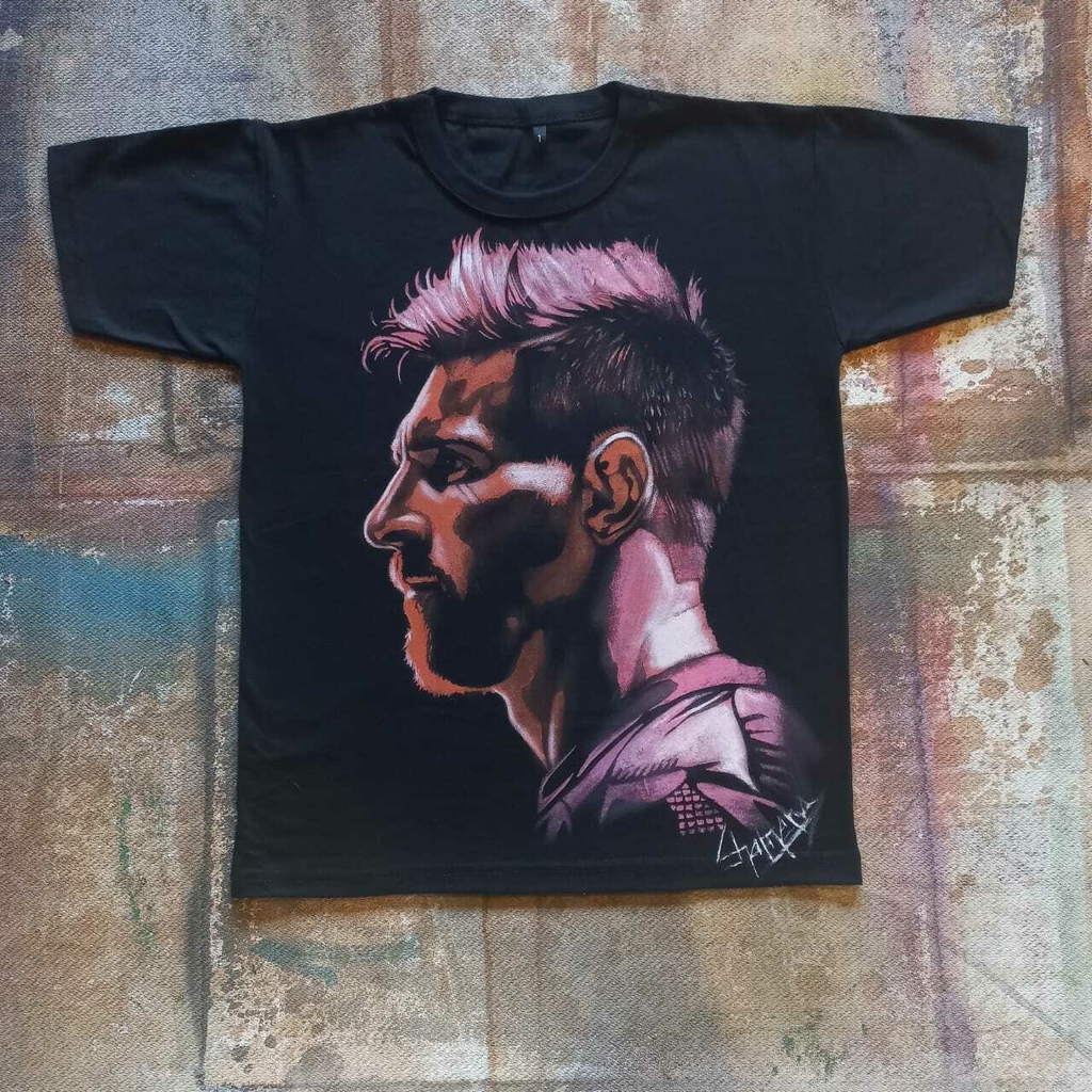 Remera Pintada A Mano De Messi 2 thumbnail 3