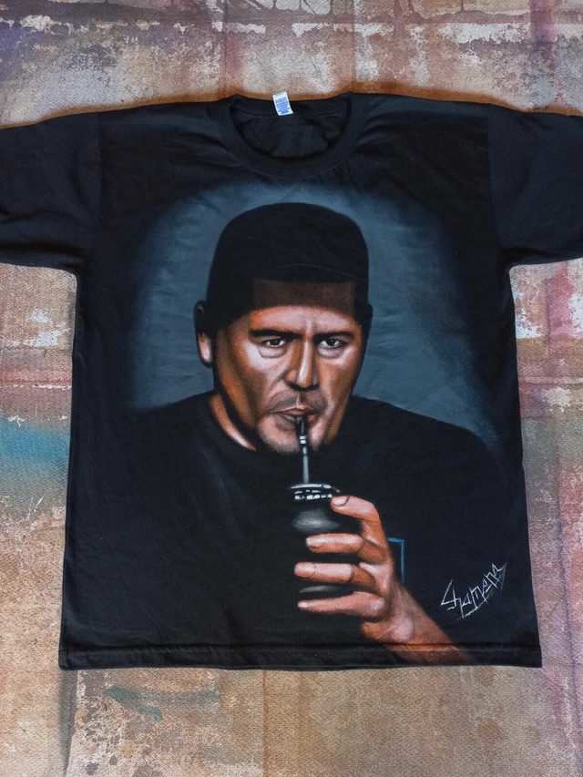 Remera De Juan Roman Riquelme Pintada A Mano 2 thumbnail 2