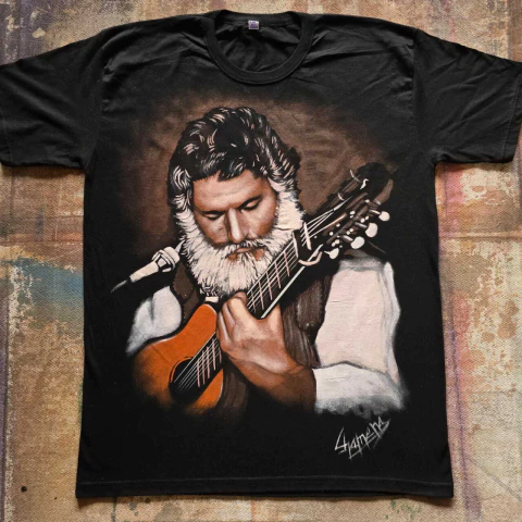 Remera José Larralde pintada a mano