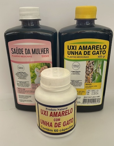 Kit UXI AMARELO com UNHA DE GATO + SAÚDE DA MULHER (3 itens)
