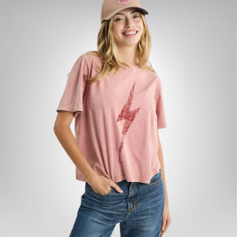 REMERA LIGHTNINGBOLT WASHED Pink - comprar online