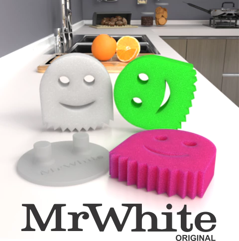 Esponjas De Limpieza Mr White Tipo Scrub Daddy X3 + Caddy o porta esponja con ventosa - comprar online