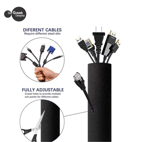 Organizador Cables Pc escritorio gamer desktop Flexible con Cierre Original Greek® 60CM / 80CM
