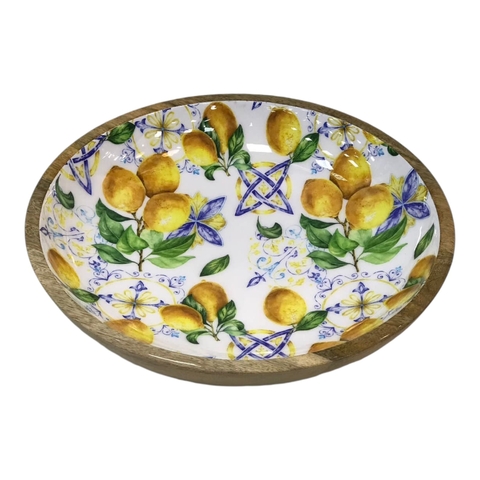 Bandeja Redonda Chica Esmaltada - Limones (35cm Diam) - comprar online