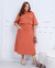 Saia Midi com Bolsos Inclinados Terracota - loja online
