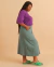 Saia Midi com Bolsos Inclinados Verde Folha
