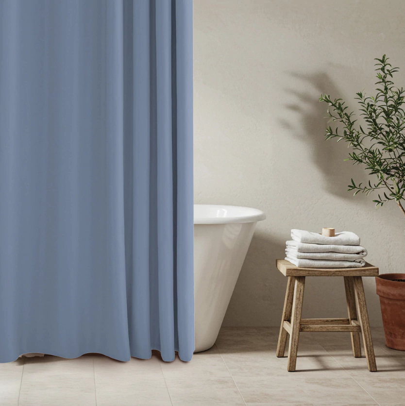 SET CORTINA DE BAÑO + 12 GANCHOS + ALFOMBRA A7236