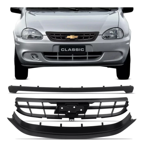 Grade Corsa Classic Gm 2008 2009 2010 3 Peças Preto Liso