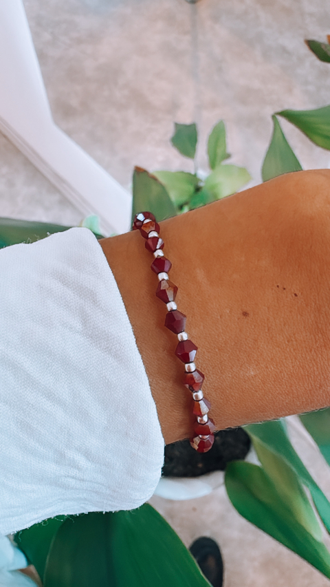 PULSERA CRISTALES BORDO OSCURO