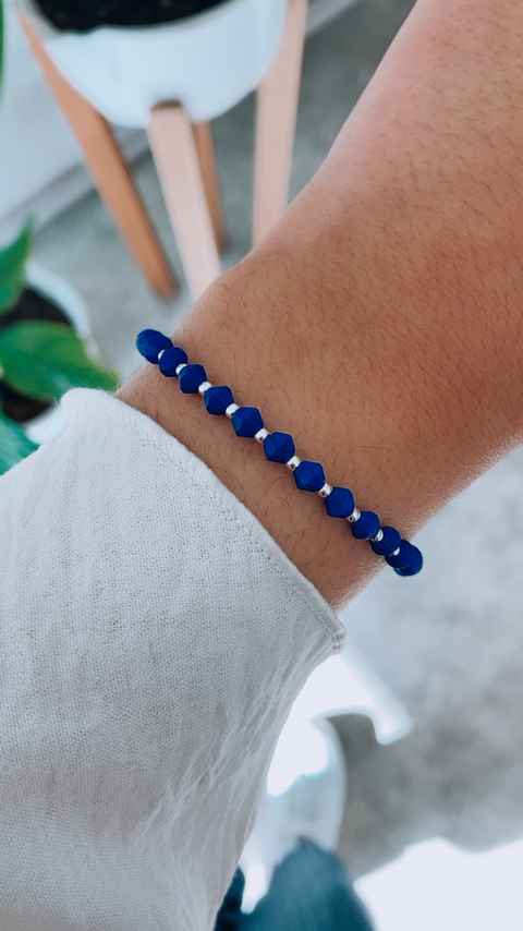 Pulsera cristales azul marino
