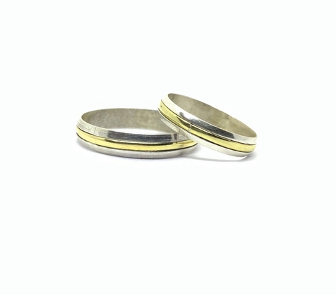 ALIANZAS de PLATA y CENTRO FINO DOUBLE