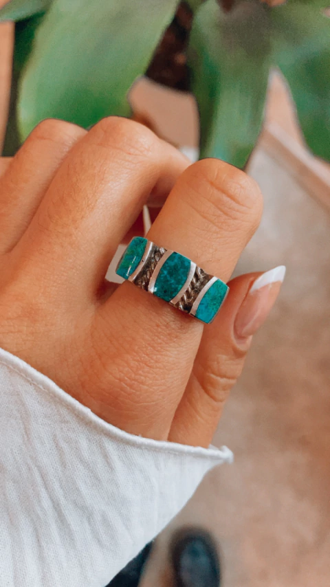anillo triple turquesa