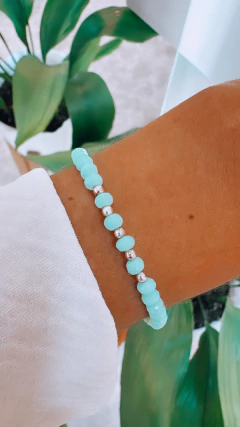 PULSERA CRISTALES VERDE AGUA
