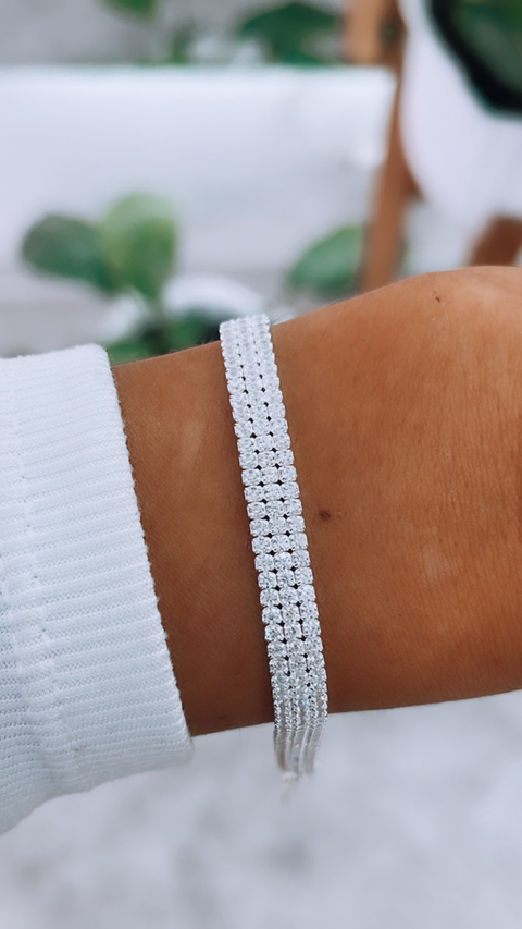 PULSERA TIPO TENNIS TRIPLE LINEA CUBIC