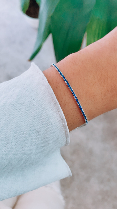 Pulsera fina tennis azul