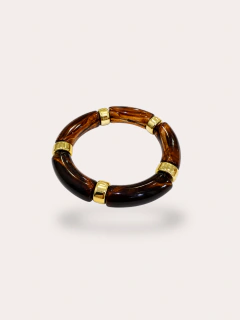 BRAZALETE ELASTIZADO AMBAR Y DORADO