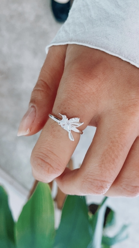 Anillo colibrí transparente