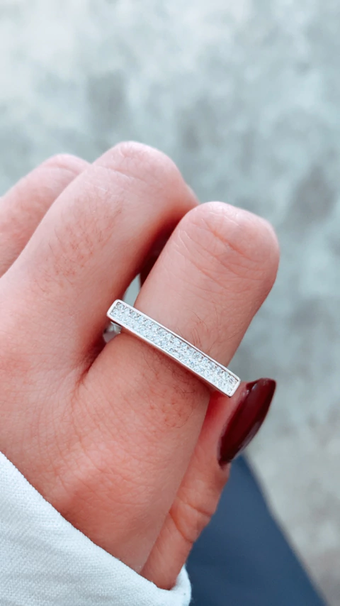 Anillo barra pavé - comprar online